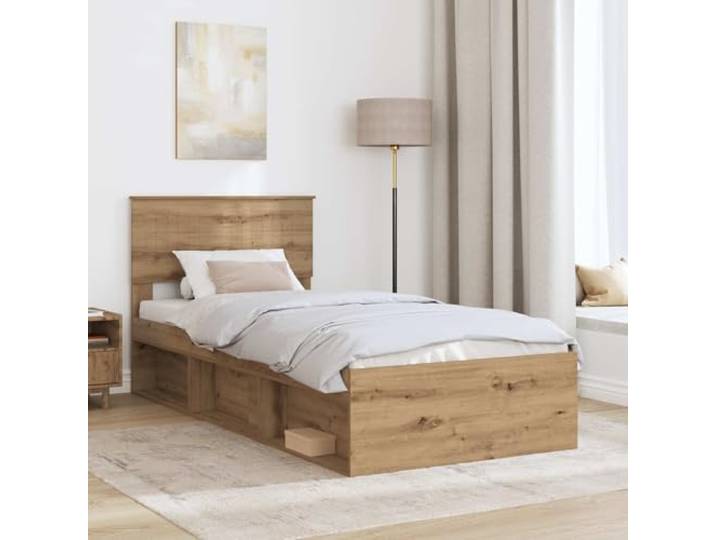 SKTQYQO Bettgestell Eiche 90 x 190 cm Modernes Design, klare Linien, perfekt für zeitgenössische Zimmer