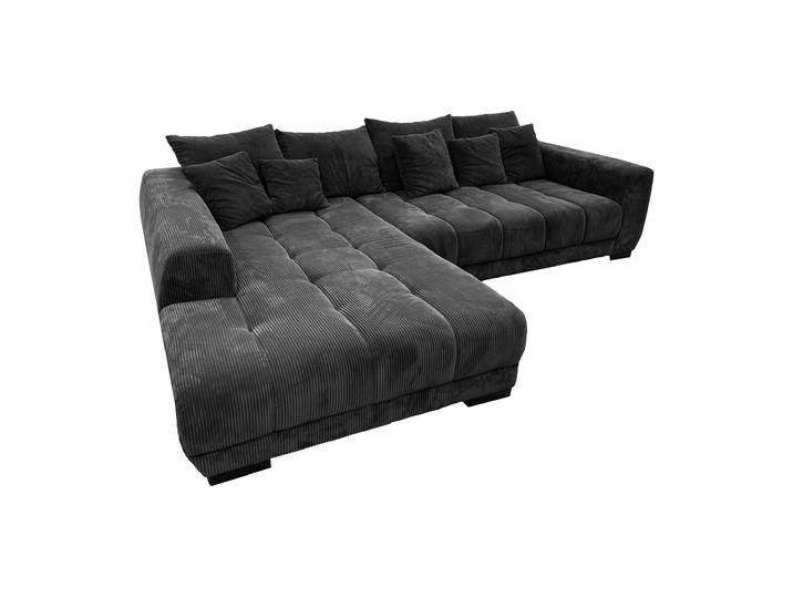 Ecksofa Cord grau elektrisch ausfahrbar 300 cm - OT links - ARTEMIS