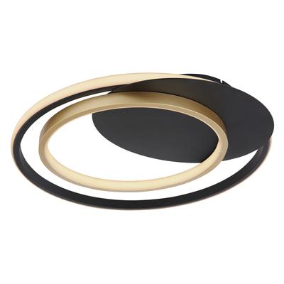 GLOBO LIGHTING Deckenleuchte "RODAN", schwarz, 1, H: 6,1cm, 1 Stk., Leuchten, Deckenleuchte Schwarz/Gold, Acryl opal, dimmbar, LED 36W, Deckenleuchte