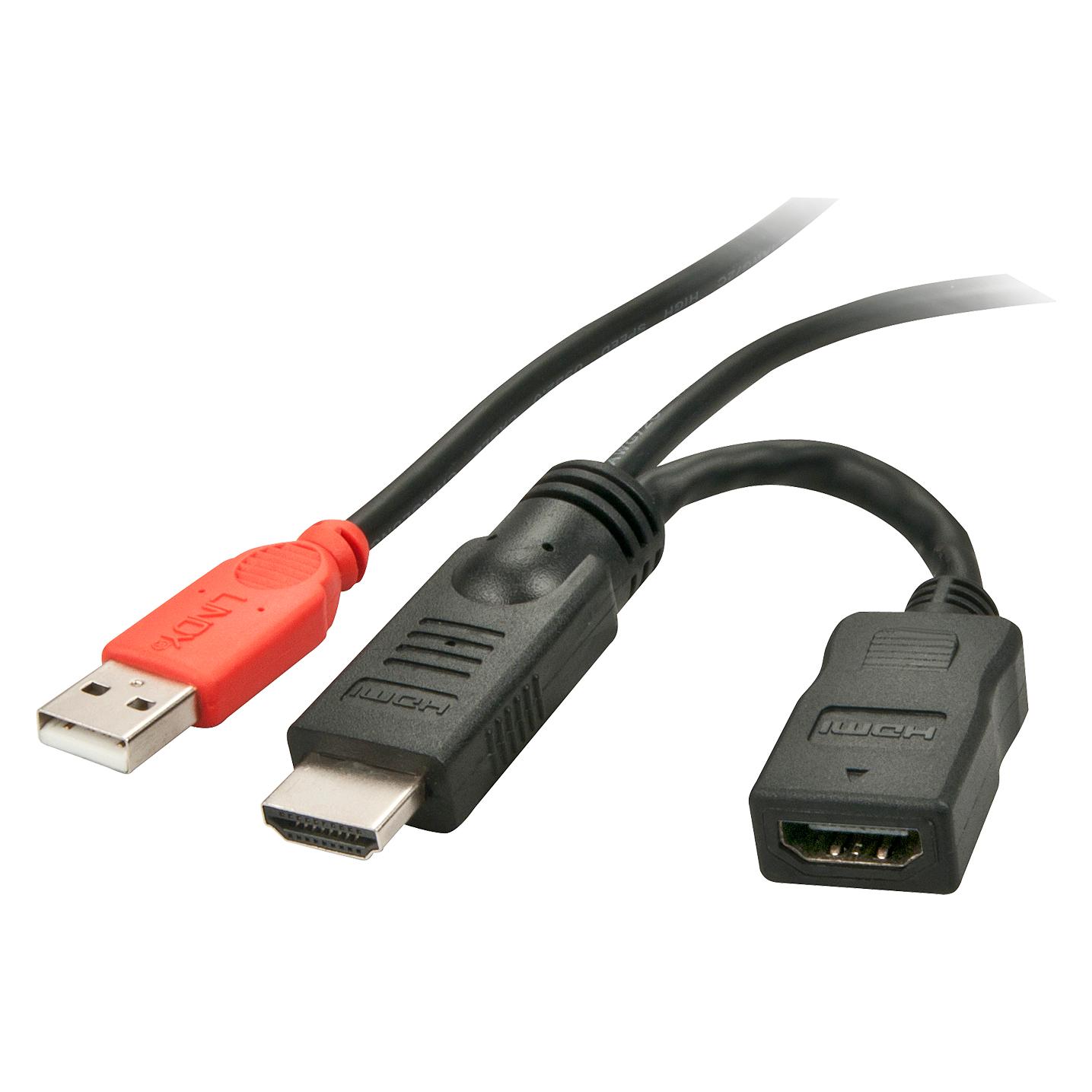 Lindy HDMI M/F Stromeinspeisungsadapter mit USB Typ A Stecker (ca. 15cm) (HDMI) (41080)