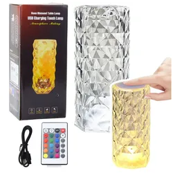 Kristall-LED-Nachtlampe, 16 Farben, Touch-Fernbedienung