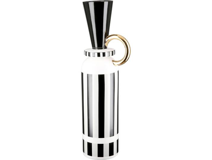 Bodenvase GILDE Bodenvase Pomposo , schwarz-weiss (schwarz, weiß), B:11cm H:48cm T:11cm Ø:11cm, Keramik, Vasen, Bodenvase