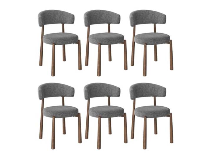 WOLTU Esszimmerstühle 6er Set Mid-Century Chenille Grau Metallbeine Offene Rückenlehne Gepolstert Für Wohnzimmer Für Café