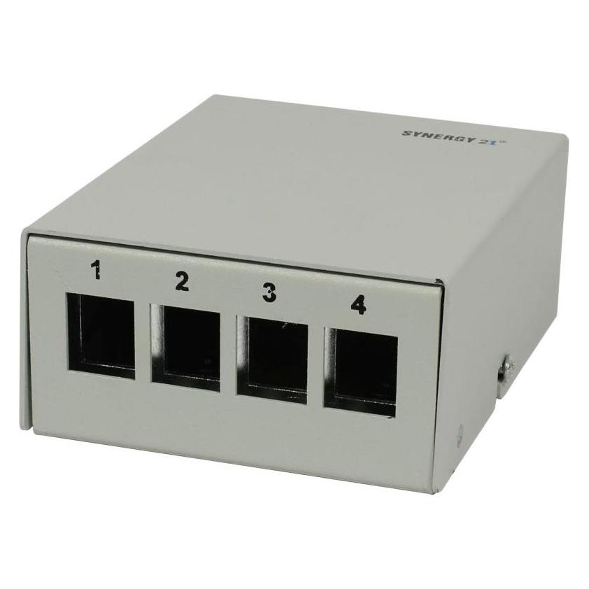 Synergy 21 Keystone, Modulträger, Patchpanel für 4x TP-Modul, Aufputz, Metall, Lichtgrau (S216374V2)