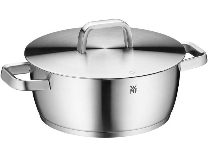 WMF Bratentopf Iconic Bratentopf mit Deckel, 24 cm, Cromargan Edelstahl rostfrei 18/10 (1-tlg), TransThem-Allherdboden