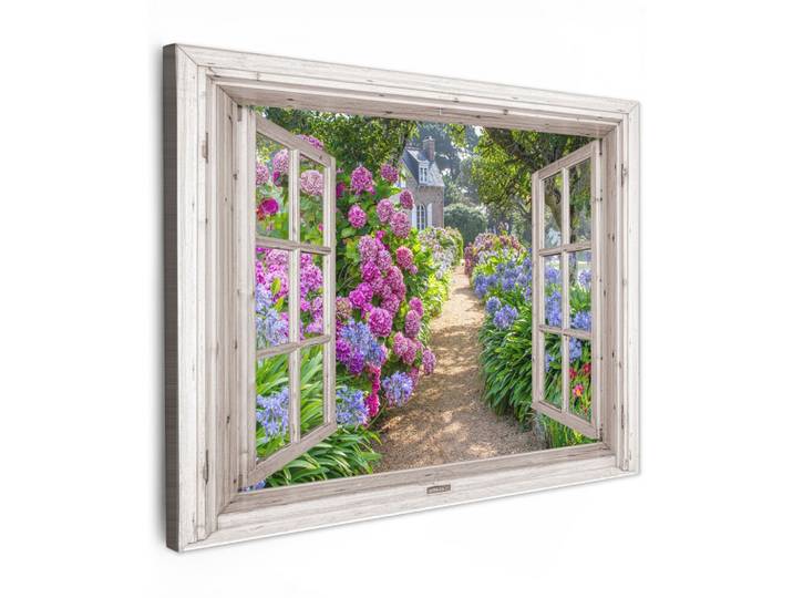 LEINWANDBILD Hortensie - Durchsichtig - Blumen - Sommer - Lila - Weg Wandbilder 80x60 cm