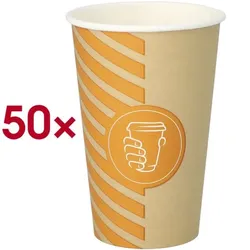 Papstar Pappbecher 0,3 L Coffee Line 50 Stück braun, 8x11.6x8 cm