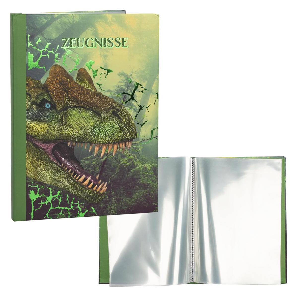 Idena 20131 - Zeugnismappe im Dinosaurier Design, mit 12 Hüllen für DIN A4 Format (A4) (30003013)