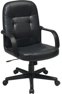 Office Star Products OSP Black Bonded Leather Mid-back Executive Chair with Adjustable Tilt and Casters