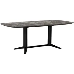Esstisch Soho aus recyceltem Teakholz, modern massiv, rechteckig, Schwarz, für 6-8 Personen