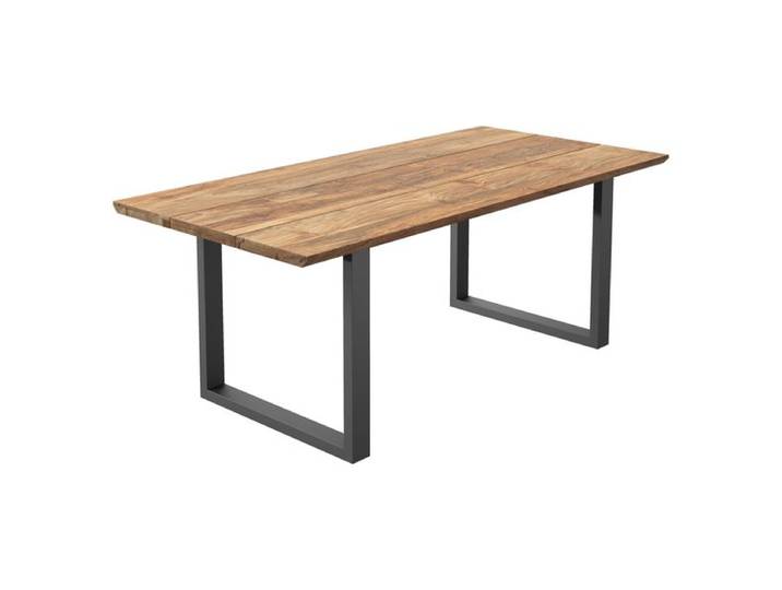 OUTLIV. Negara Gartentisch 200x100cm Edelstahl/Teak recycelt Schweizer Kante Dunkelgrau