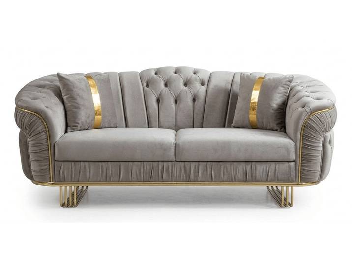 JVmoebel Sofa Eleganter Beiger 2-Sitzer Goldene Verarbeitung Exklusive Sofas, 1 Teile, Made in Europa