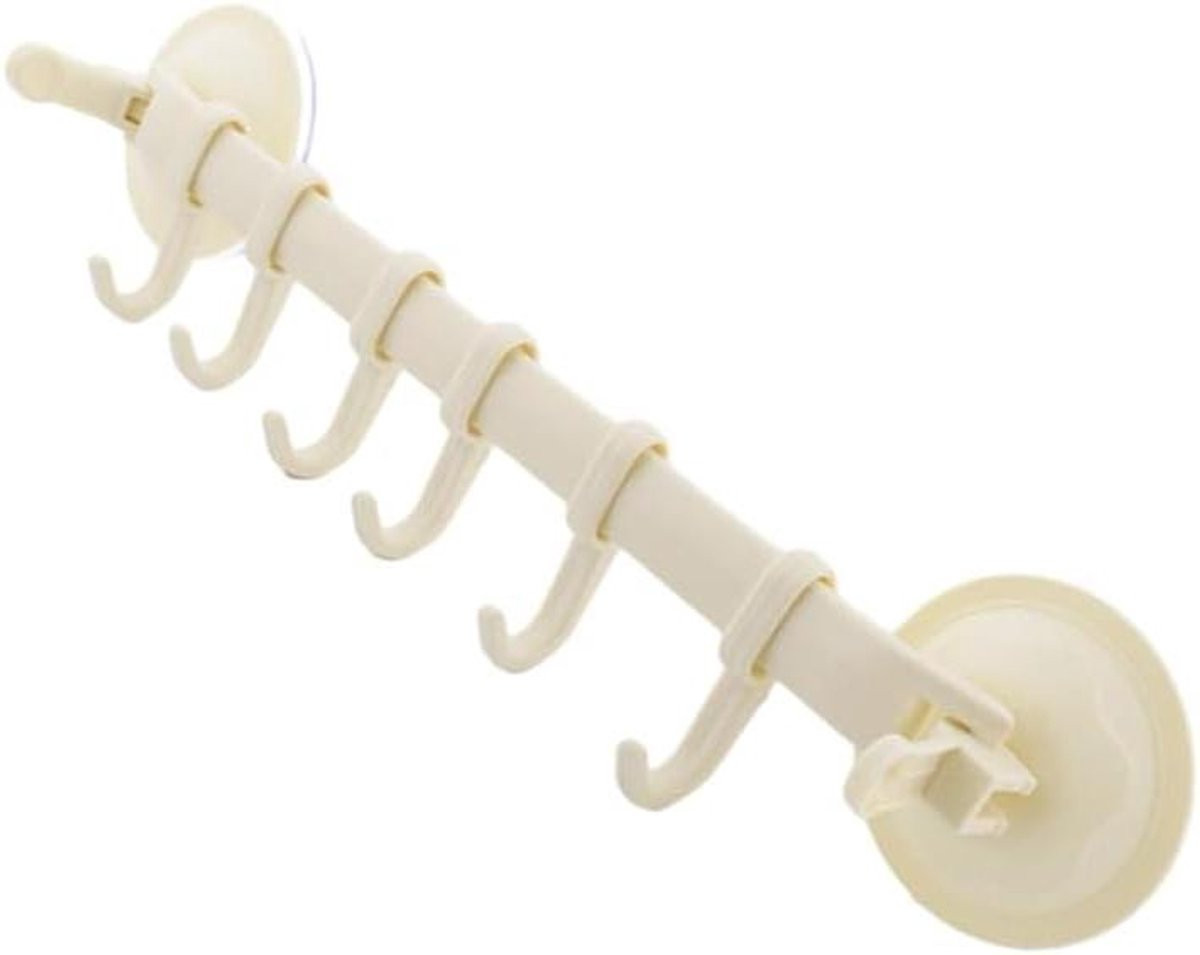 Badkamer Hanger met Verstelbare Haakjes en Organizer, Beige, Breedte: 34,5 cm