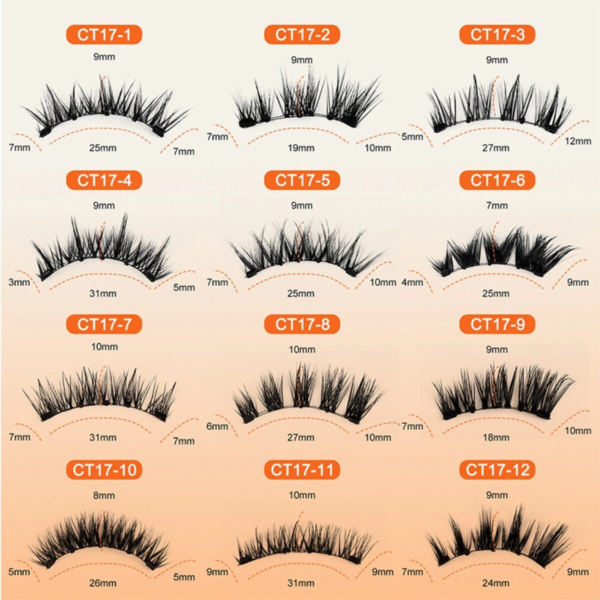 INF Aufgerüstetes integriertes magnetisches Wimpern-Kit, 1 Paar – Eingebaute kleine runde Magnete und Applikator,