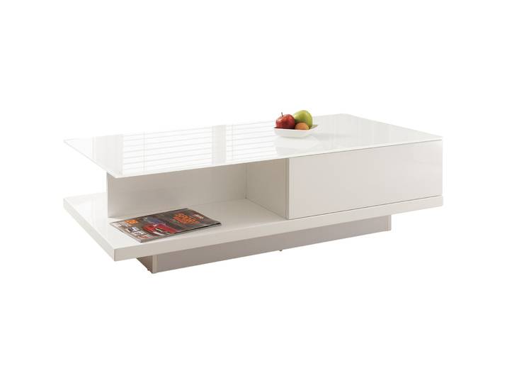 Salontisch Jonny weiss Holz, glas, MDF B 120 T 60 cm