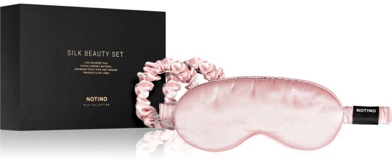 Notino Silk Collection Sleeping mask & Scrunchies Set Coffret cadeau teinte Pink