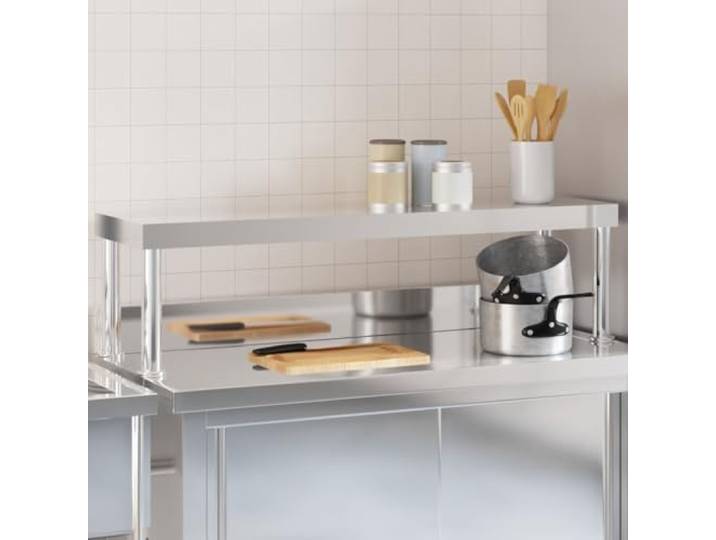 Molumvel Edelstahl Aufsatzboard für Arbeitstische 110x30x35 cm, Gastro-Regal für Küche und Werkstatt, Zusätzlicher Stauraum, Robust und Langlebig