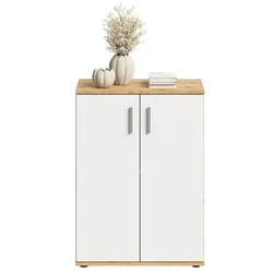 FMD Kommode Albi Holzoptik Braun, Weiß Eiche /