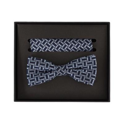 Fliege VENTI "VENTI Set aus Fliege und Einstecktuch gemustert", Herren, blau (sattes dunkelblau), 100% Seide, Fliegen