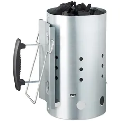 Relaxdays Anzündkamin XL Schwarz,Silber