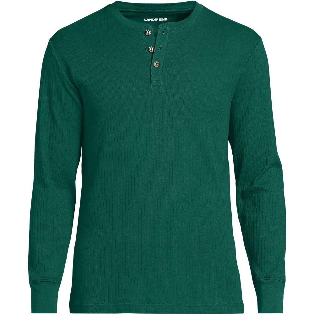 Henley-Schlafshirt für Herren, Herren, size: regular, Grün, Baumwolle, by Lands' End