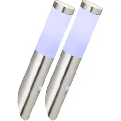 Wandleuchte Edelstahl Wandfackel Außen Hauswandleuchte Bewegungsmelder, App-Sprachsteuerung dimmbar Timer CCT, IP44, Edelstahl, 1x RGB LED 10W 806Lm 2700-6400K, DxH 7,6x40cm, 2er Set