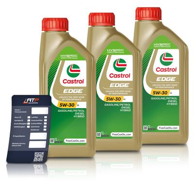 Castrol 3x 1 L EDGE 5W-30 LL + Ölwechsel-Anhänger [Hersteller-Nr. 15F7DA]