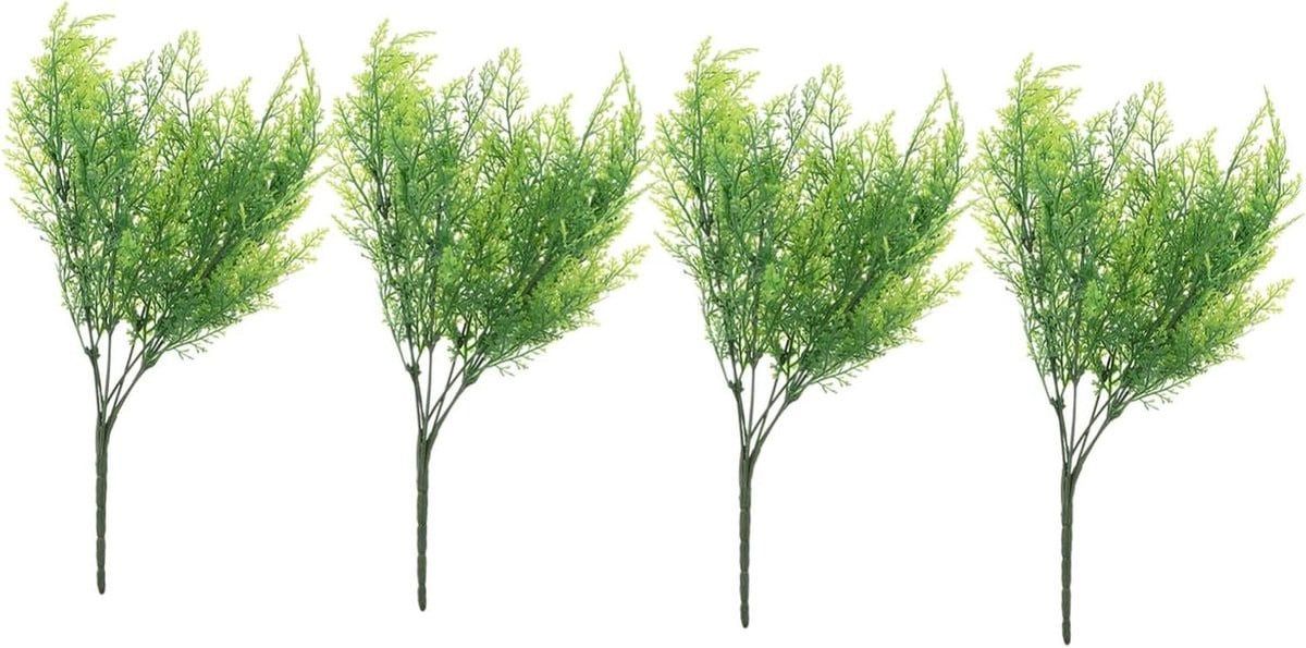 Set van 4 kunstplanten decoratie - Levensecht nep gras - Groen