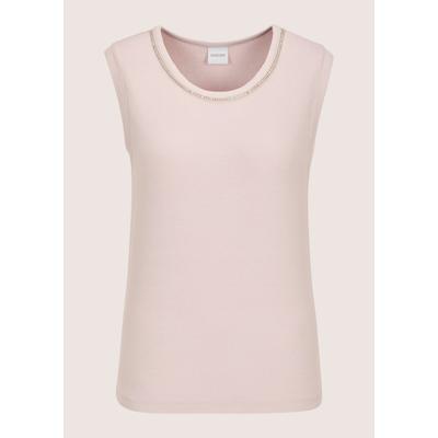 Kurzarmshirt MADELEINE "Top Elegantes Kurzarm Sommeroberteil mit Strass", Damen, Gr. 42, rosa (perlrosa), Obermaterial: 95% Viskose CV. 5% Elasthan EL., Modern, tailliert, Shirts, Strassband