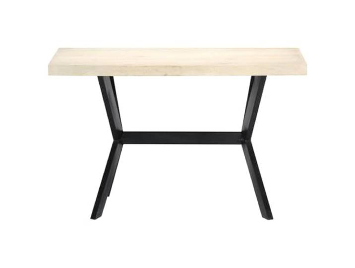KTHLBRH Esstisch aus massivem Mangoholz mit Beinen aus Stahl, Gebleichtes Mangoholz, poliertes Finish, Industriestil, verstärkter Rahmen, Handwerk