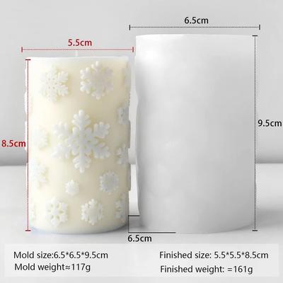 Uplifted Finds Christmas Snowflake Cylinder Candle Silicone Mold For DIY Wax Resin Decor b