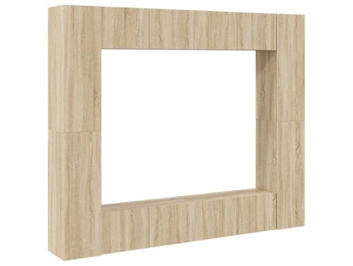 Roanoer 8-TLG TV-Schrank Set Wandmontage Hängeschrank Sonoma-Eiche Flexibles 8-teiliges Hängeboard Set aus Holzwerkstoff für Wohnzimmer und Schlafzimmer mit reichlich Stauraum.