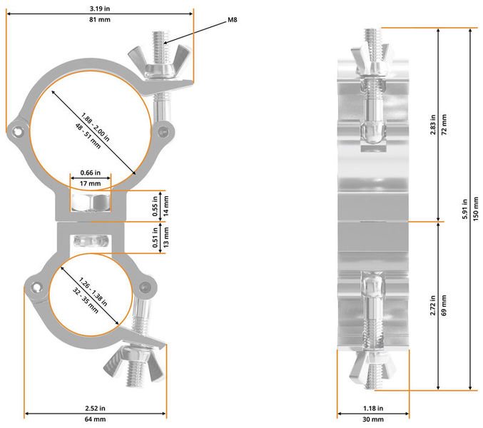 Global Truss 8233 Swivel Coupler 35/50mm