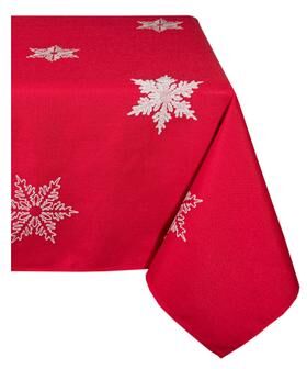 Manor Luxe Glisten Snowflake Embroidered Christmas Tablecloth