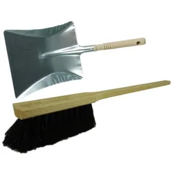 Kehrgarnitur mit Handfeger Langer Stiel I 60 cm I Rosshaar I Kehrschaufel Set Kehrset Handkehrset
