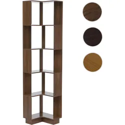 Eck-Bücherregal HWC-P53, Eckregal Standregal Wohnregal, 5 Ebenen MDF Melamin 175x40x40cm ~ braun