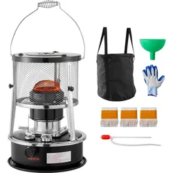 VEVOR 9000 BTU tragbarer Petroleumofen, 2-in-1 Heizofen mit Kochenfunktion, einstellbarer Höhe & Flamme, für Innenräume & Outdoor, Camping, Jagd, Kochen, Zuhause, Garage, Schwarz