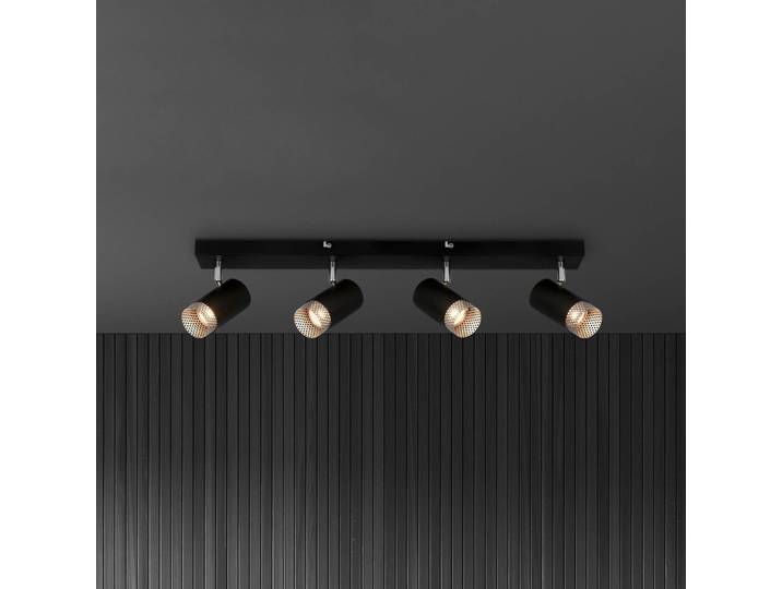 Plafondspot Plek GU10 zwart/zilver 4-lamps Plek, dimbaar, zwart, Woon-/ Eetkamer, metaal, Modern, buitenspot