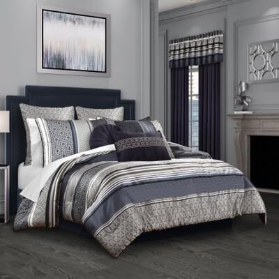 CARLISLE COMFORTER SET by Royal Court in Indigo (Size KING)