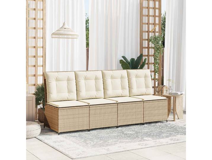 vidaXL Garten-Sofa Beige und Cremeweiß Poly-Rattan