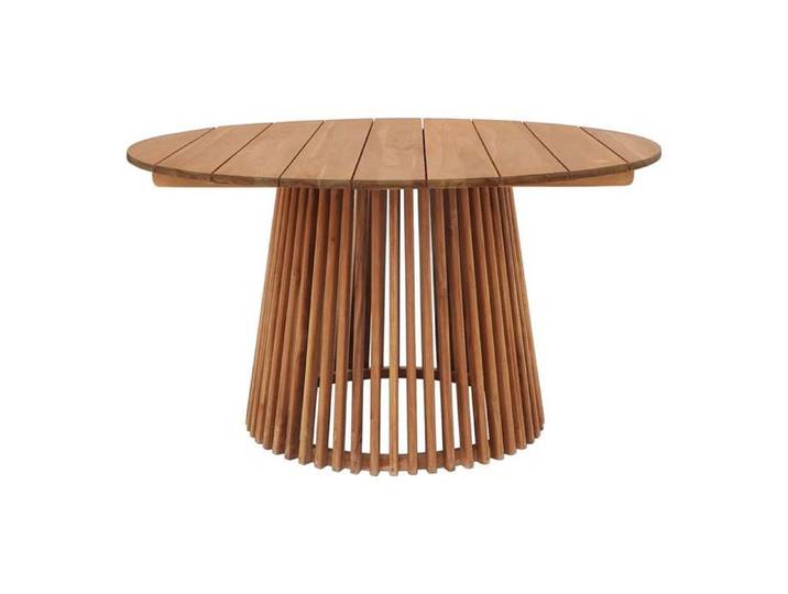 LIRICIA - Table Repas de Jardin Ø120cm en Teck Massif Pied Central Ajouré
