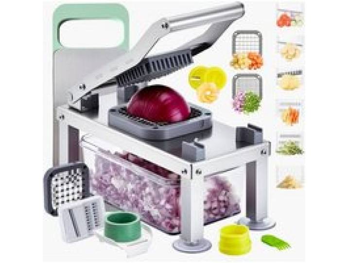 VEVOR Gemüseschneider, Mandolinenschneider, All-in-1-Multischneider mit 9 Klingen, Käsereibe, Zwiebel- & Kartoffelwürfelschneider mit Behälter, Salatspiralschneider, Küchenhelfer & -utensilien