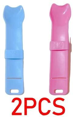 Uplifted Finds Squeeze Ease Liquid Cat Treat Dispenser Spoon 2 Pcs Blue + Pink