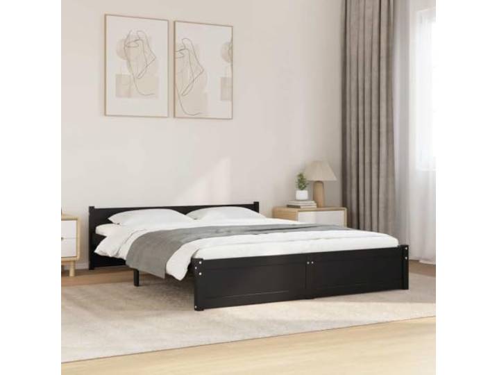 RJPLMFV Bettgestell aus Massivholz, 135 x 190 cm Massives Kiefernholz, bequemes Kopfteil, Lattenrost inklusive, rustikales Design
