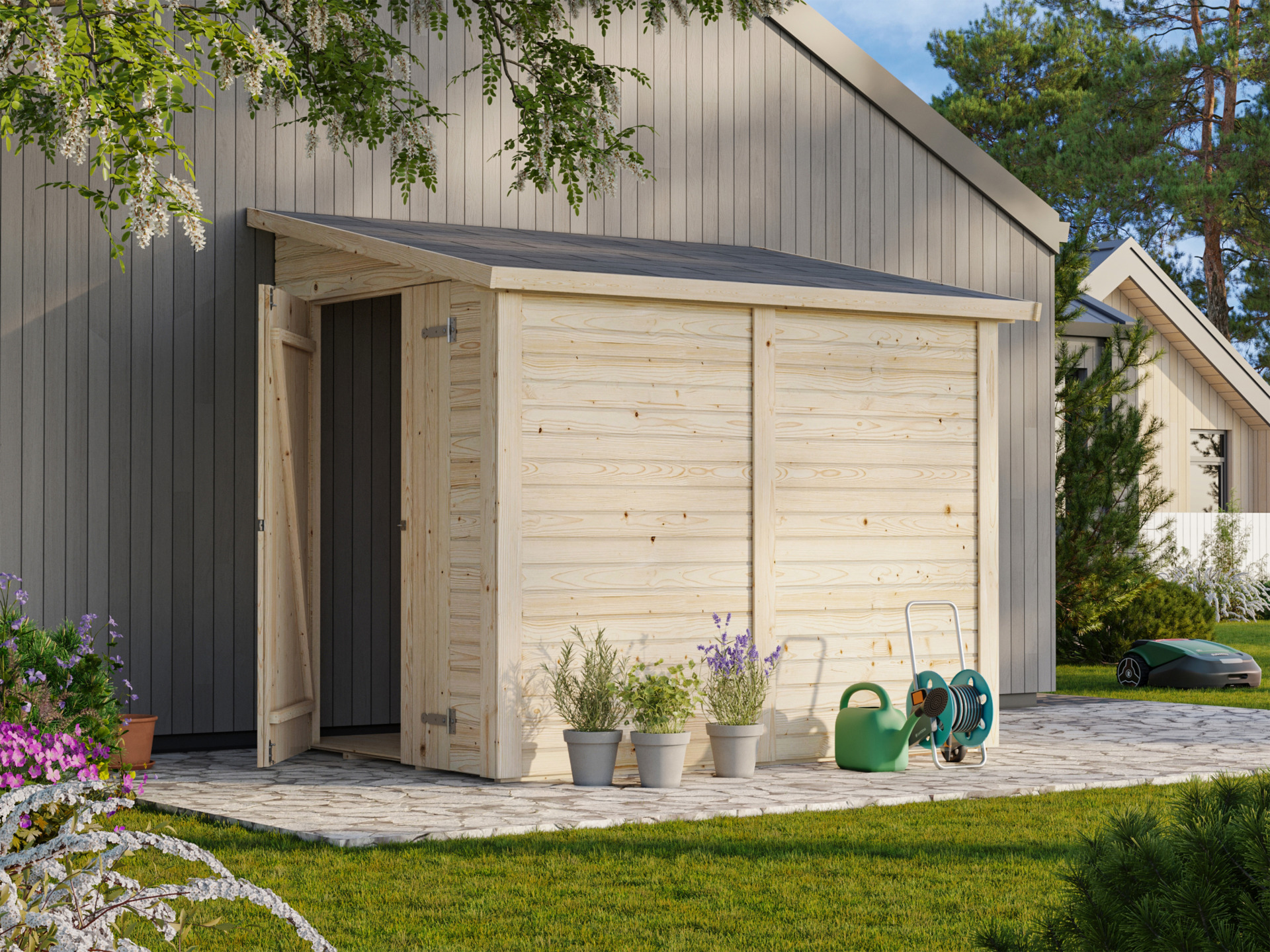 Gartenhaus Palmako Mia 3,6 m² inkl. Fußboden 244 x 178 cm tauchgrundiert