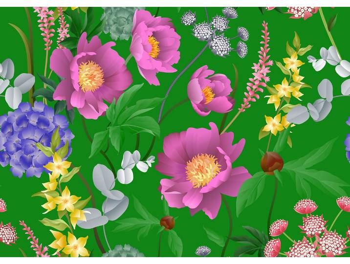 Fototapete PAPERMOON BLUMEN ABSTRAKT-MUSTER DESIGN ROSEN BLUMEN DECOR RETRO , bunt, B:2,5m L:1,86m, Vlies, Tapeten, Fototapete