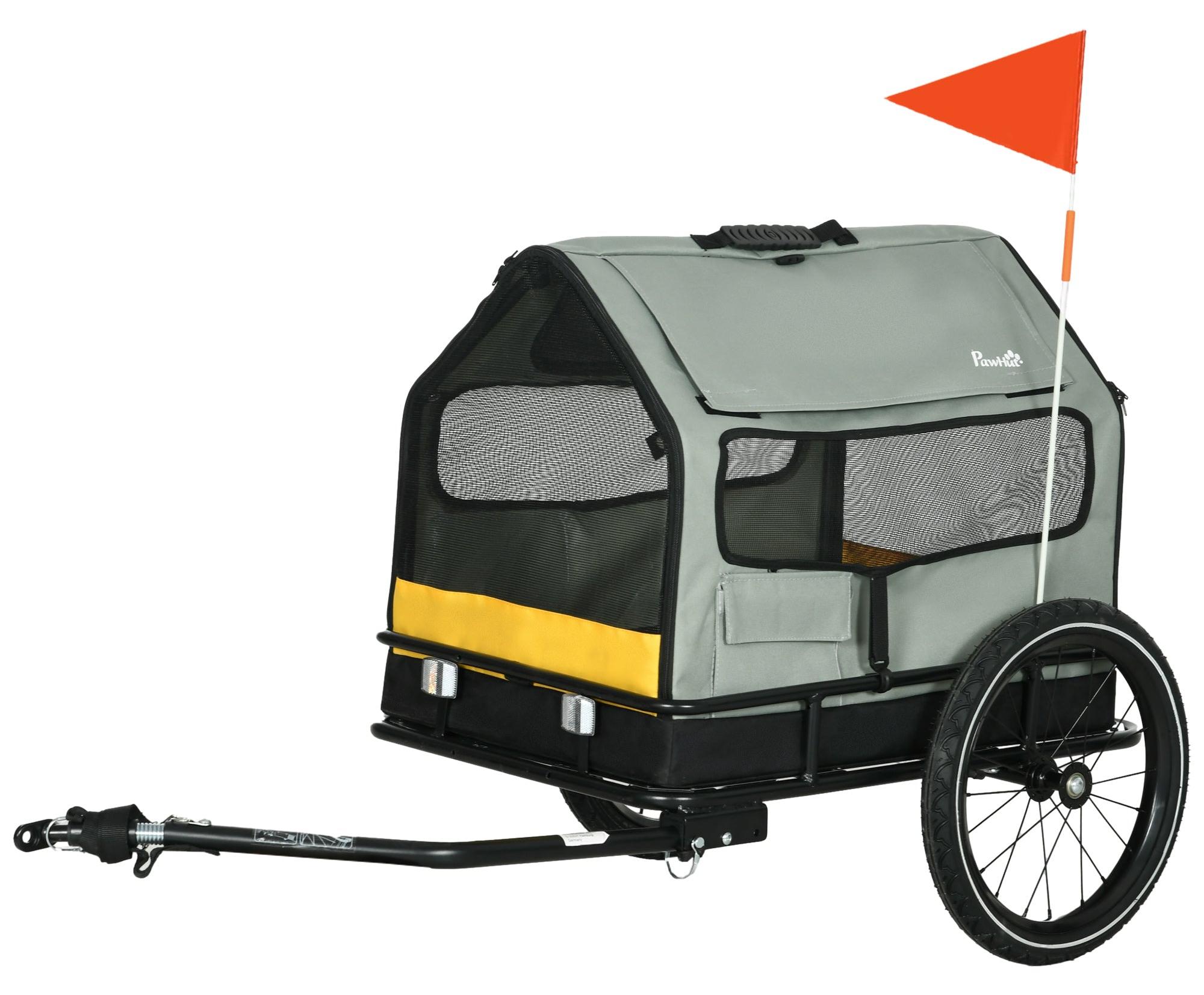 Hundetransportanhänger - Fahrradanhänger - Hundekutsche - Transportwagen - Transportkarren - Grau - 3-in-1 Design