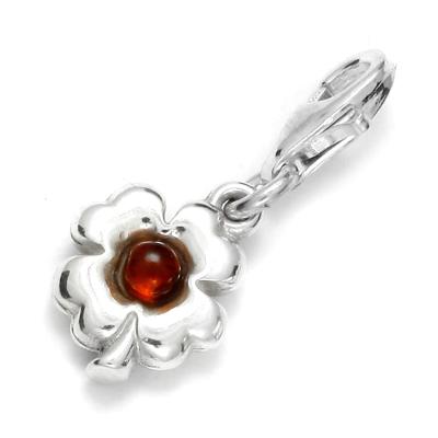 Kettenanhänger OSTSEE-SCHMUCK "Ostsee-Schmuck Charm-Einhänger Kleeblatt", weiß, Schmuckanhänger, Damen, 21 x 10mm, Silber 925 (Sterlingsilber), 1,8 g, Kettenanhänger