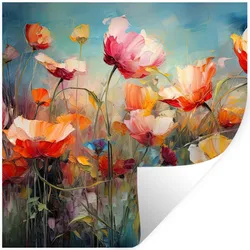 WANDTATTOO Blumen - Aquarell - Kunst - Botanisch - Natur Wanddeko 50x50 cm