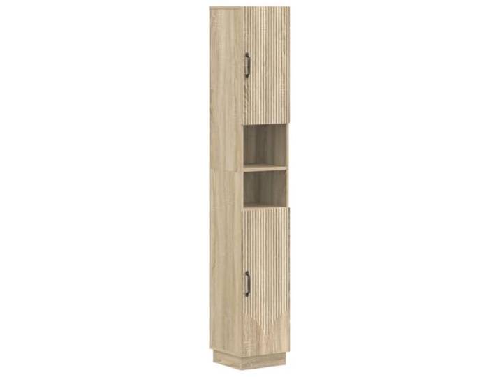 PUGYNBK HOORN Badezimmerschrank mit offenem Regal in Sonoma-Eiche Feuchtigkeitsbeständiges Holz, wendbare Tür, schlankes Design für kleine Räume